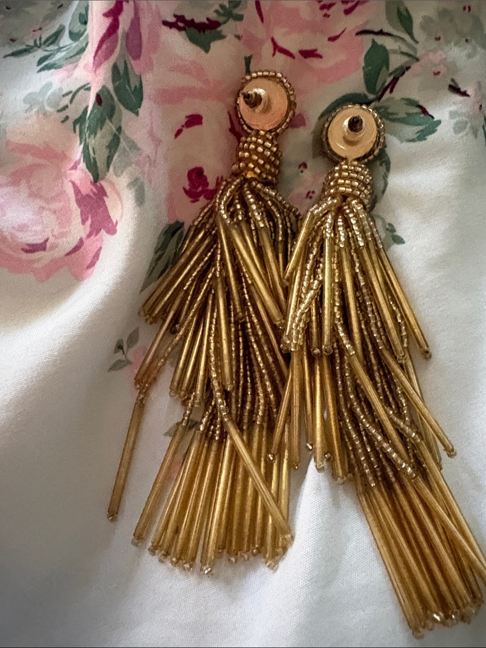 Natasha Couture Gold Layered Beaded Tassel Earrings - Picture 4 of 5